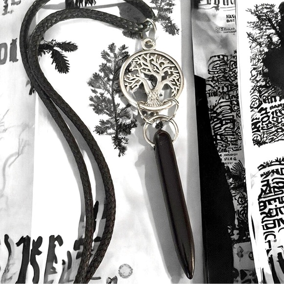 5 For $25💫Alternative Silver Tree of Life Black Spike Pendant Necklace - Picture 4 of 4